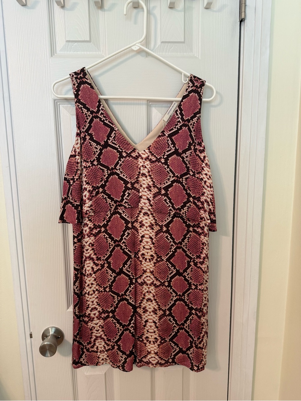 Lavender Brown Mauve Snake-Print One-Shoulder Dress